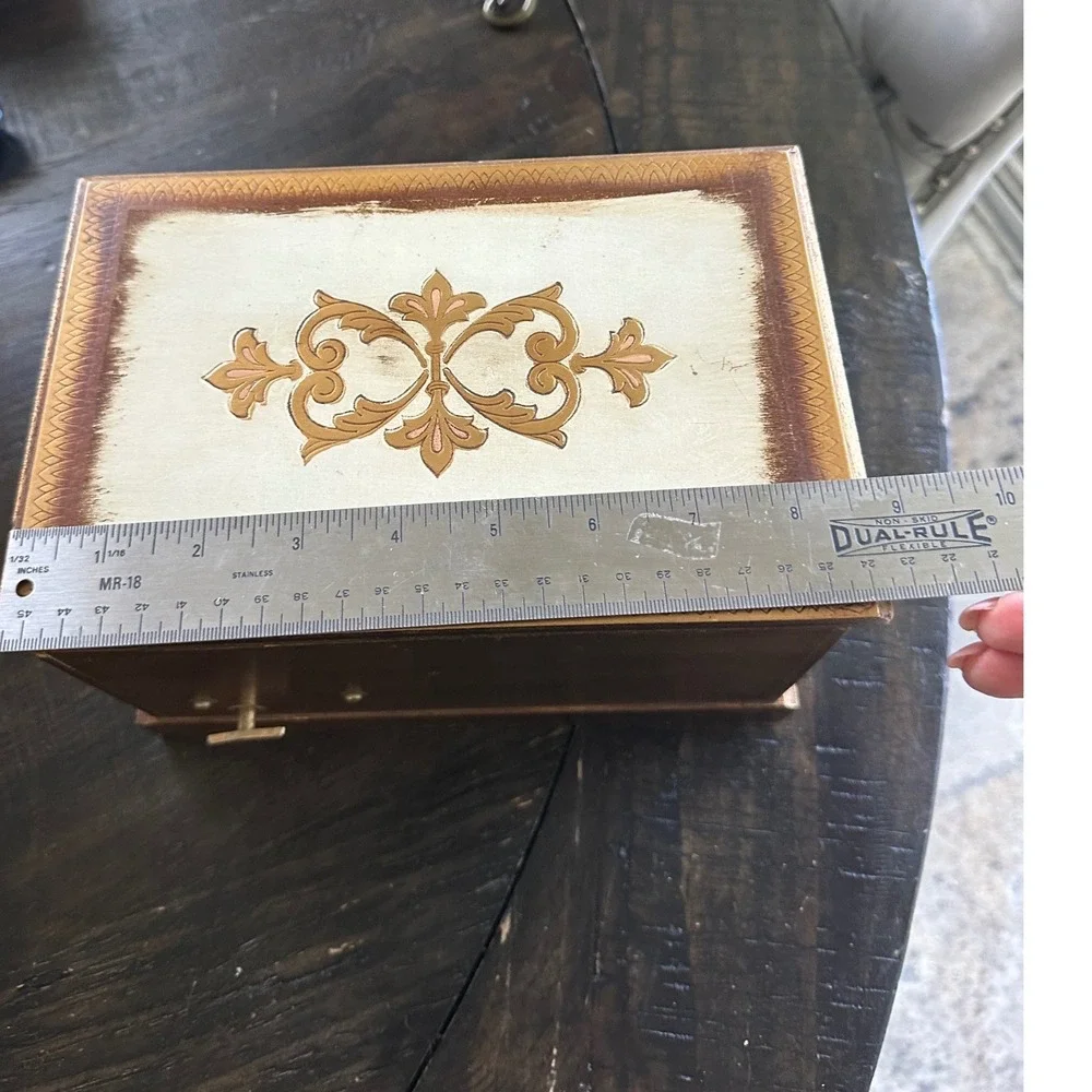 Vintage Royal Sealy Wood Musical Jewelry Box Red Velvet Lining Mirror Japan EUC